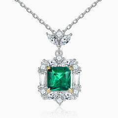 18K Gold Plated Emerald Cubic Zirconia Halo Cluster Sterling Silver Jewelry Set