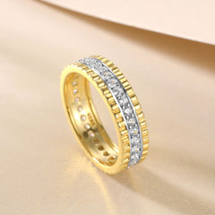 18K Gold Plated Pavé Cubic Zirconia Triple Row Eternity Ribbed Hoop Jewelry Set