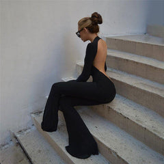 Yummy Mummy Backless Long Sleeve Jumpsuit