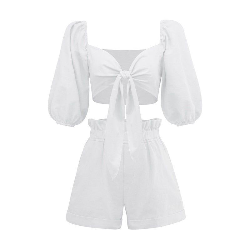 Everhart Front Tie Cotton Two-Piece Set