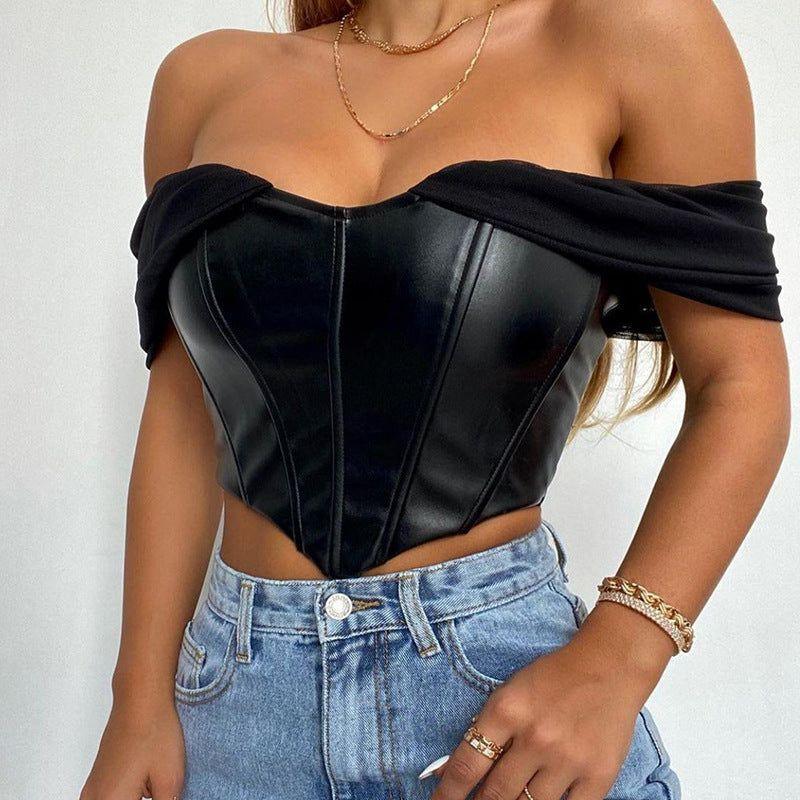 Crave Leather Off The Shoulders Corset Top