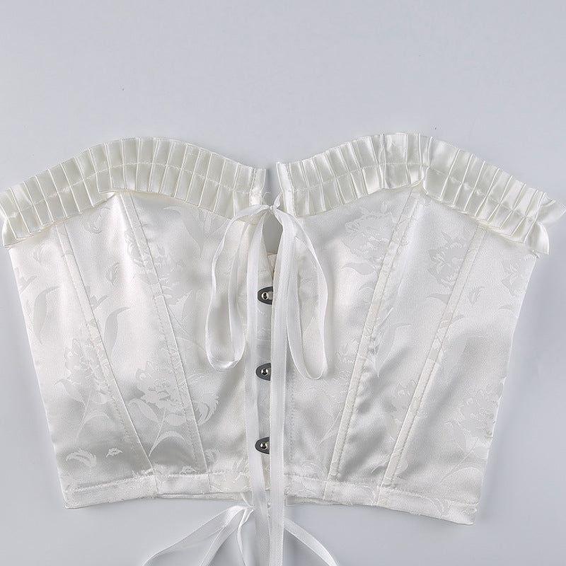 Tenderness Lace Up Corset Satin Crop Top