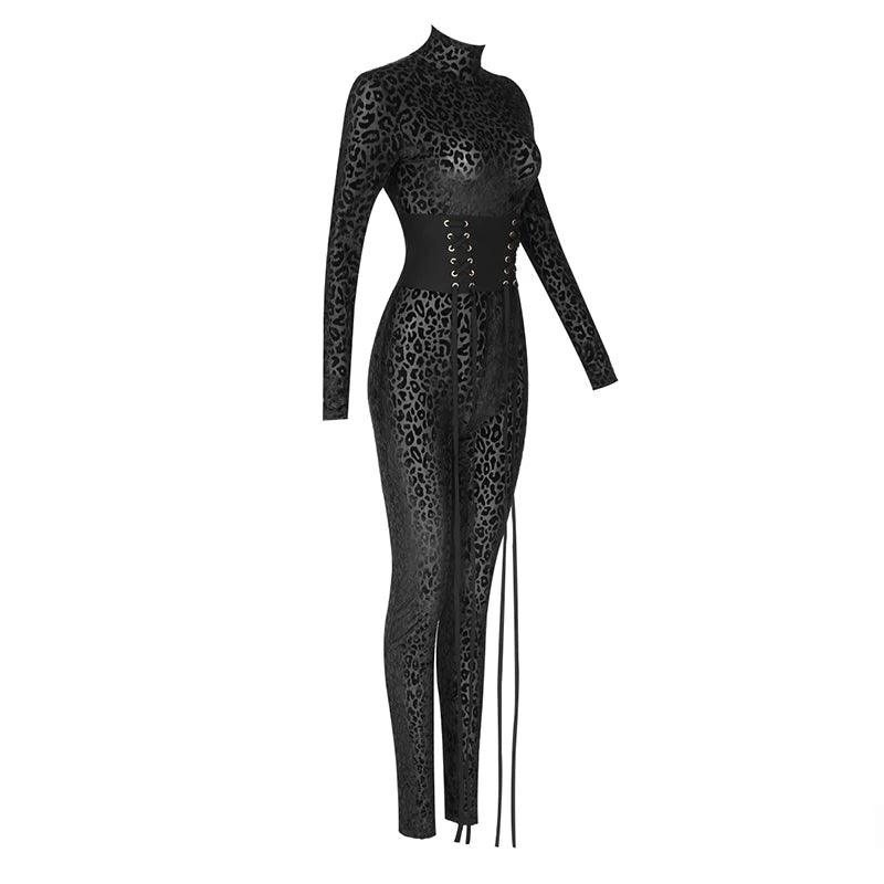 Black Panther Long Sleeve Belted Jumpsuit