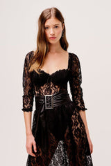 Delilah Sexy Lace Split Maxi Dress