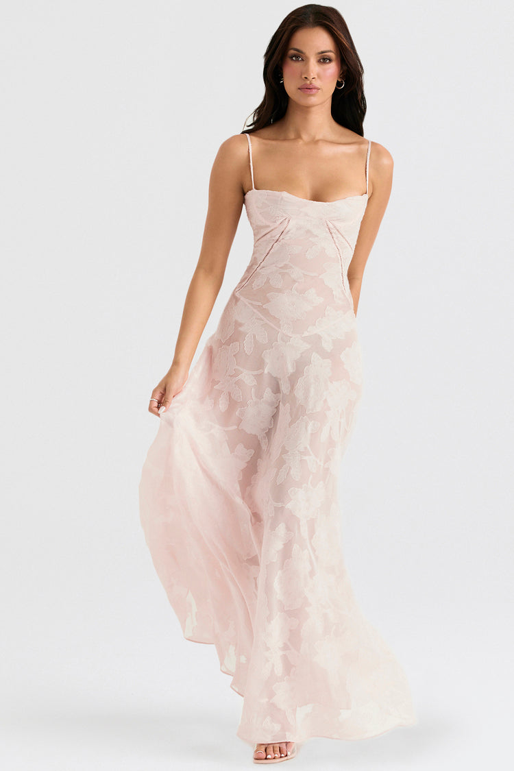 Blush of Elegance Lace Maxi Dress