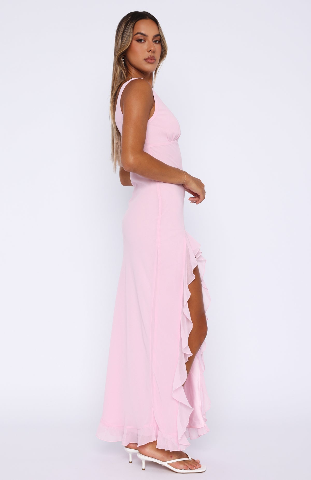 Bianca Slit Maxi Ruffled Dress