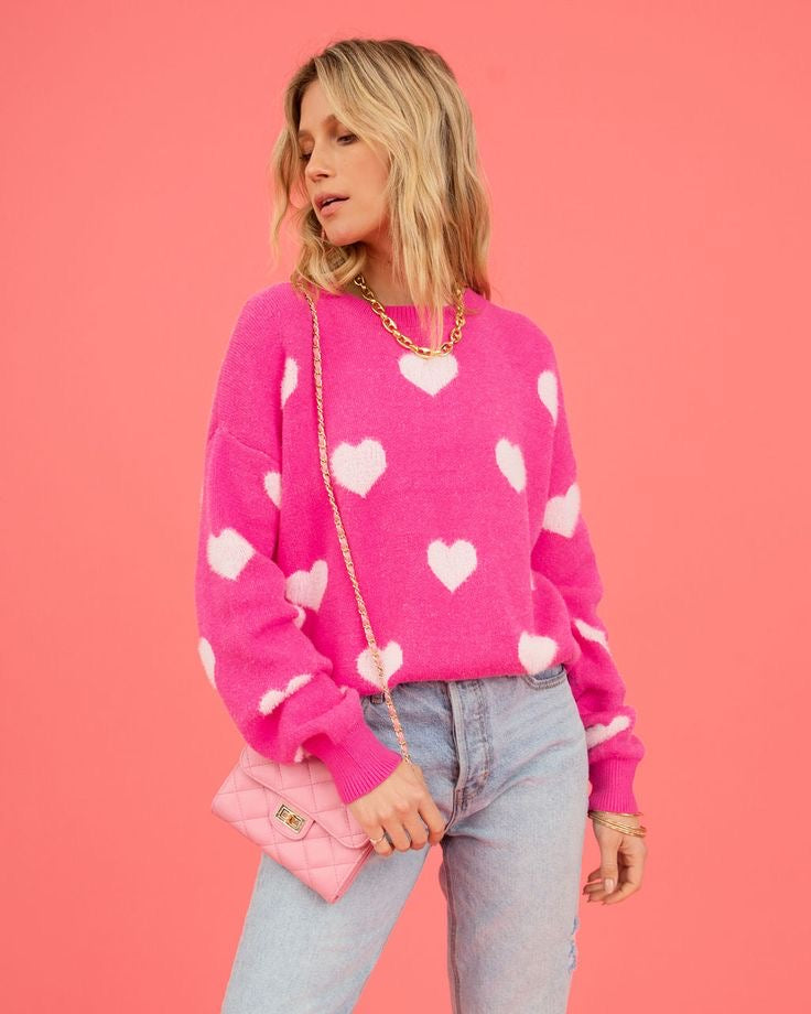 Heartfelt Bliss Heart Print Sweater