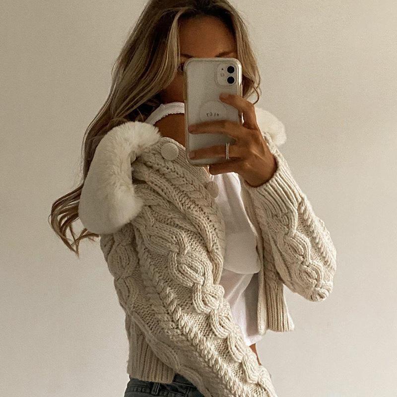 Hannie Faux Fur Knitted Cardigan