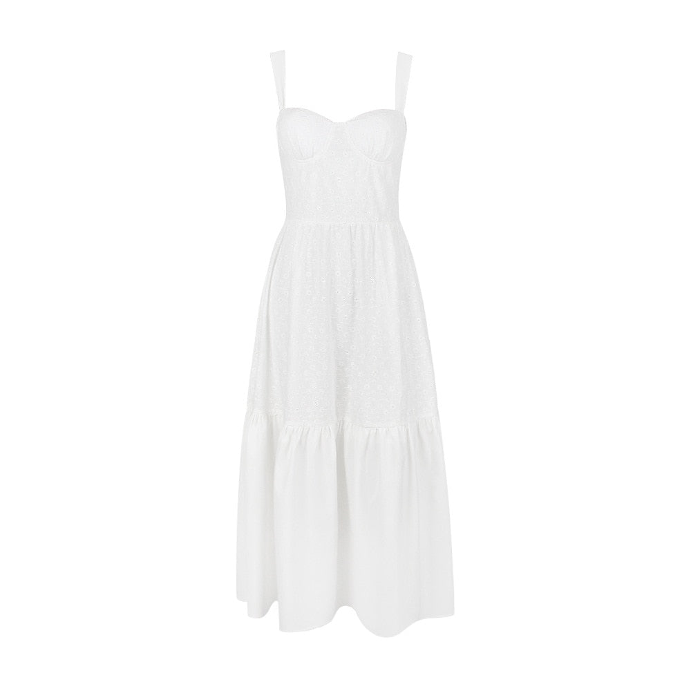 Belle White Midi Dress