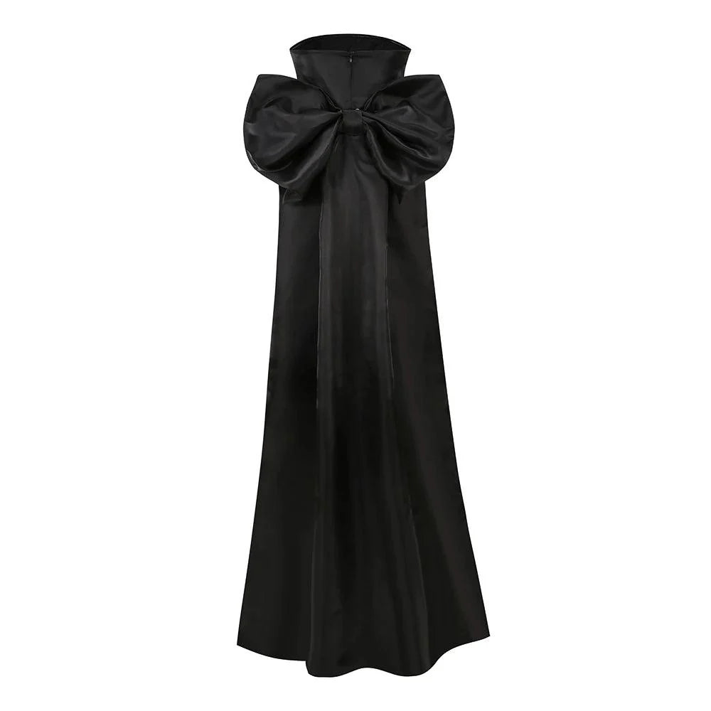 Away to Wonderland Oversized Bow Satin Mini Dress