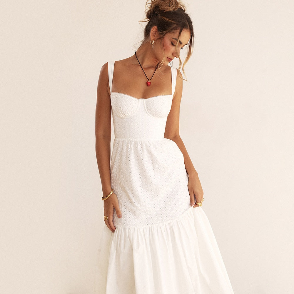 Belle White Midi Dress