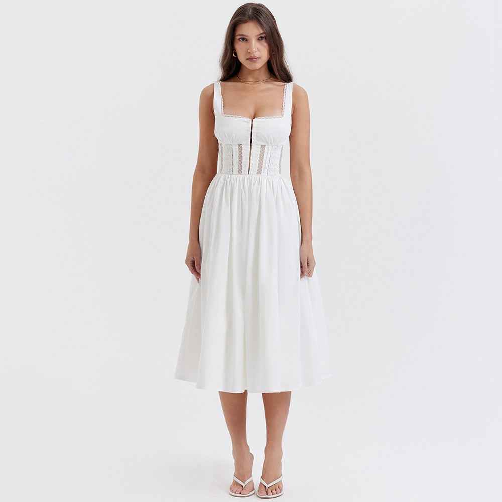 In the Clouds Corset Bustier Midi Dress