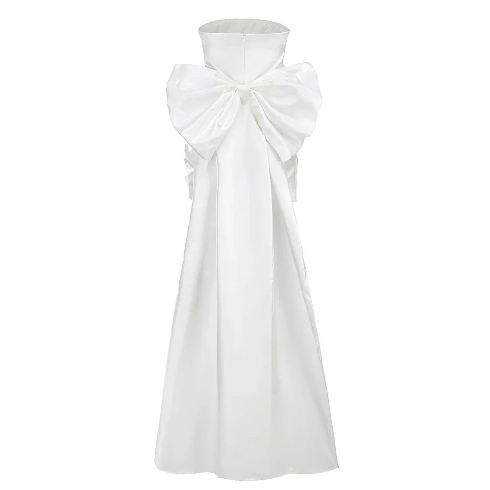 Away to Wonderland Oversized Bow Satin Mini Dress