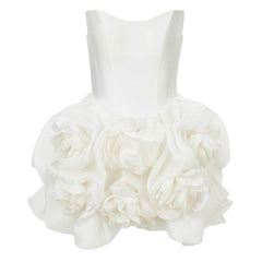 Blooming Sweetheart Strapless Corset Rosette Embellished Party Mini Dress