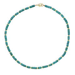 Boho Enamel Bead Embellished Plated Choker Necklace - Lake Green