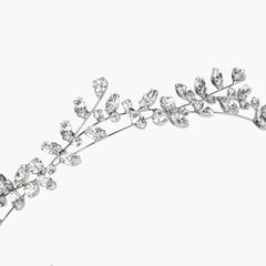 Boho Rhinestone Leaf Motif Embellished Headband - Silver