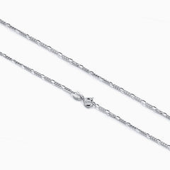 Classic Pure Color Sterling Silver Polished Dainty Figaro Chain Necklace