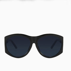 Style Metal T Letter Oval Frame Sunglasses - Black