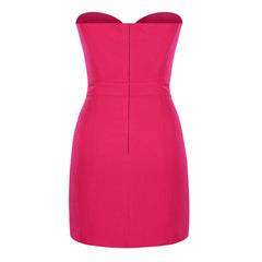 Cute Bow Cut Out Strapless Sweetheart Neck Ruched Bodycon Mini Party Dress