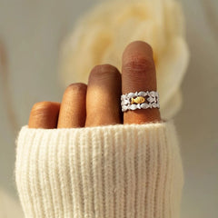 Cute Style Two Tone Plated Fish Layered Band Ring - Silver