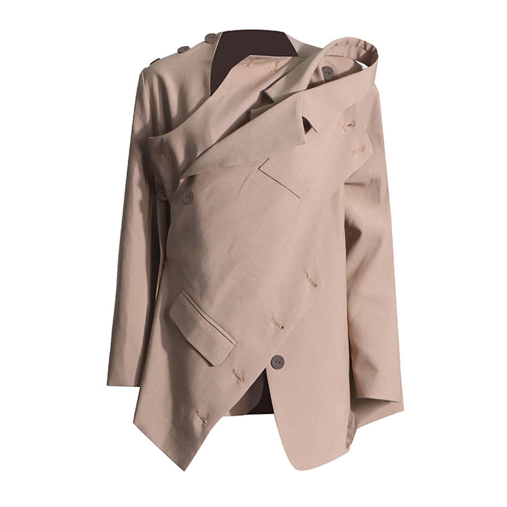 Deconstructed Lapel Buttoned Long Sleeve Single Breasted Oversized Blazer