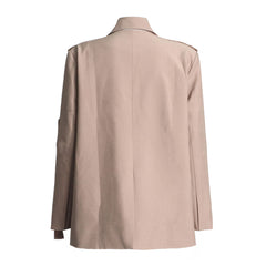 Deconstructed Lapel Buttoned Long Sleeve Single Breasted Oversized Blazer