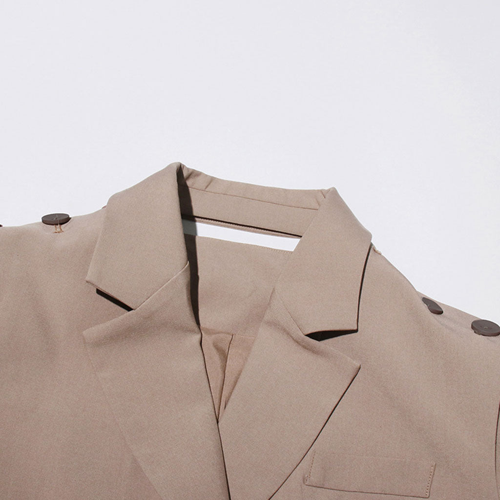 Deconstructed Lapel Buttoned Long Sleeve Single Breasted Oversized Blazer