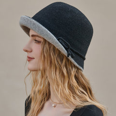 Derby Round Top Flared Brim Wool Blend Bowler Felt Hat