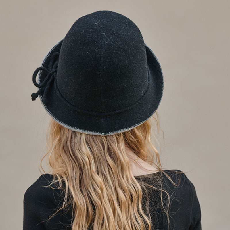 Derby Round Top Flared Brim Wool Blend Bowler Felt Hat