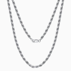 Dynamic Twisted Rope Pure Color Sterling Silver 1.5MM Chain Necklace