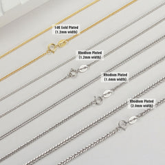 Effortless Pure Color Sterling Silver 1.2MM Wheat Chain Necklace