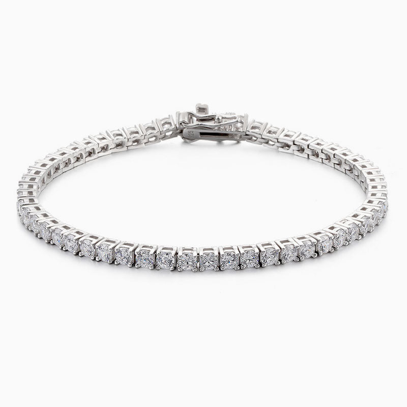 Glittering Sterling Silver 3MM Cubic Zirconia Eternity Tennis Bracelet