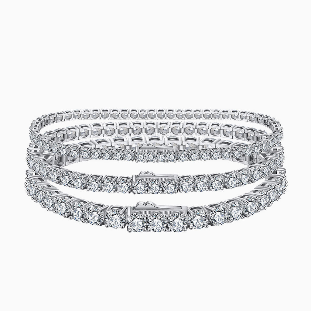 Iced Out Cubic Zirconia Rhodium Plated Sterling Silver Tennis Bracelet