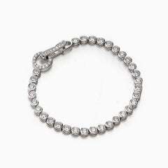 Icy Circle Sterling Silver Bezel 3MM Cubic Zirconia Tennis Bracelet