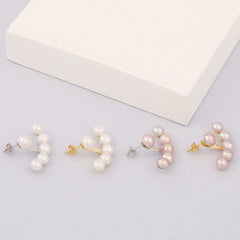 Luster Freshwater Pearl 18K Gold Plated Smile Ear Jacket Earrings