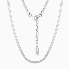 Minimalist Sided Snake Pure Sterling Silver 1.8MM Flat Chain Necklace