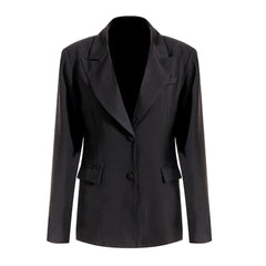 Minimalist Solid Color Peak Lapel Shoulder Pad Single Breasted Blazer