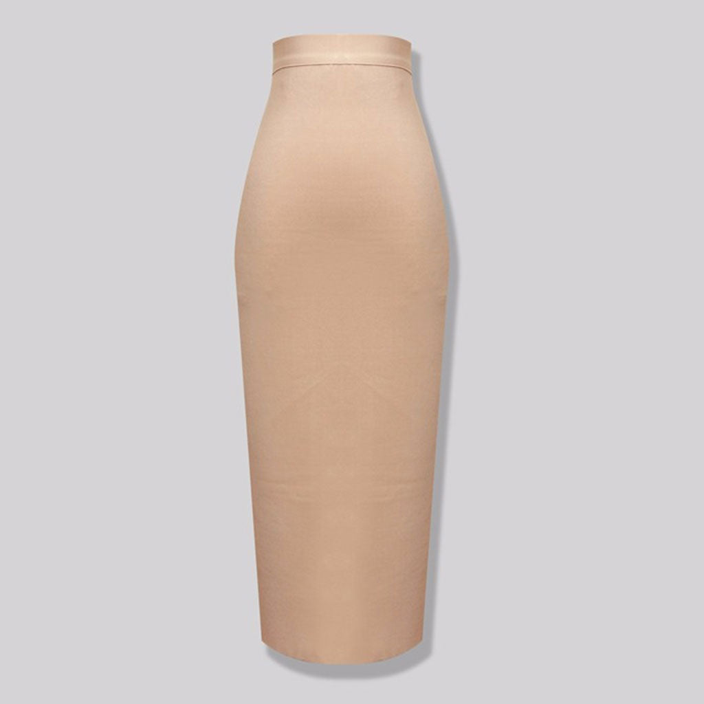 Minimalist Solid High Waist Back Slit Bodycon Bandage Midi Pencil Skirt