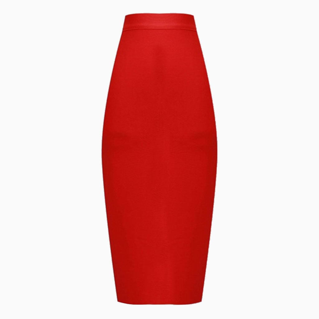 Minimalist Solid High Waist Back Slit Bodycon Bandage Midi Pencil Skirt