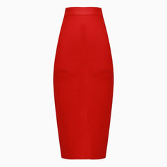 Minimalist Solid High Waist Back Slit Bodycon Bandage Midi Pencil Skirt