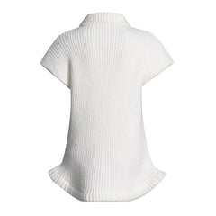 Minimalist Solid Turtle Neck Cap Sleeve Ribbed Knit Pullover Sweater Vest