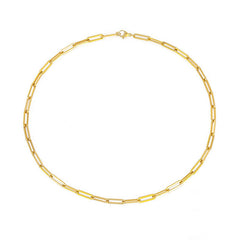 Modern Style Plated Large Paperclip Chain Link Necklace - Gold