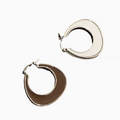 NOW IS GOOD Two Tone Metallic Rhodium Plated Enameled Hoop Earrings