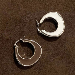 NOW IS GOOD Two Tone Metallic Rhodium Plated Enameled Hoop Earrings