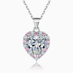 Pavé Cubic Zirconia Heart Shaped Halo Sterling Silver Jewelry Set