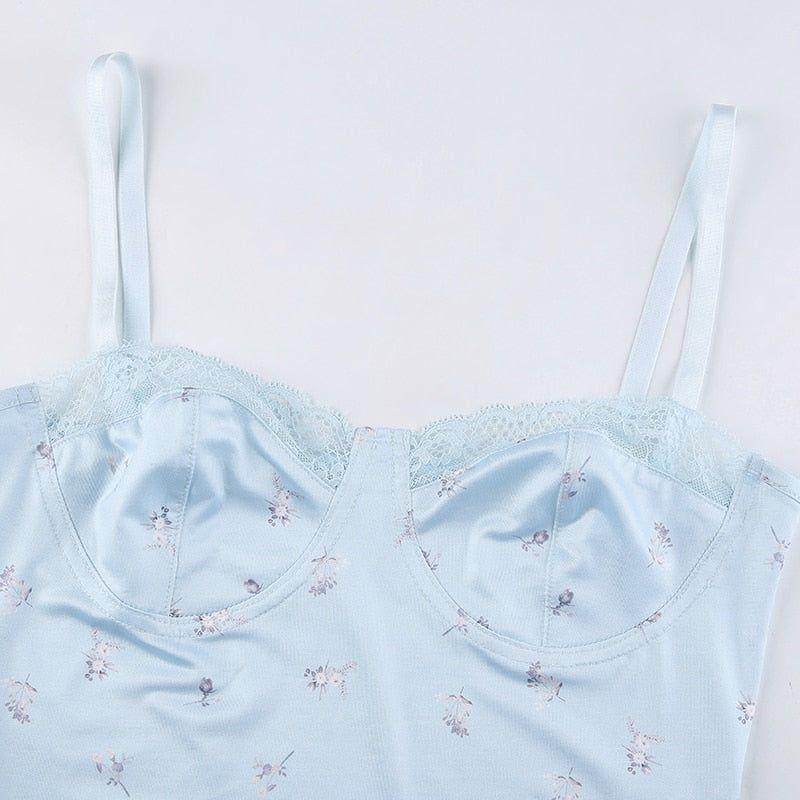 Susanna Pastel Lace Corset Crop Top