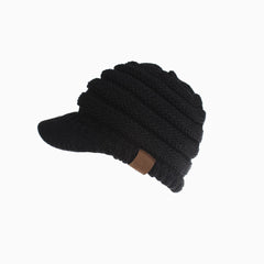 Cozy Me Up Ribbed Knit Ponytail Winter Newsboy Hat