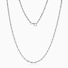 Sparkle Rhodium Plated Sterling Silver 2MM Singapore Chain Necklace