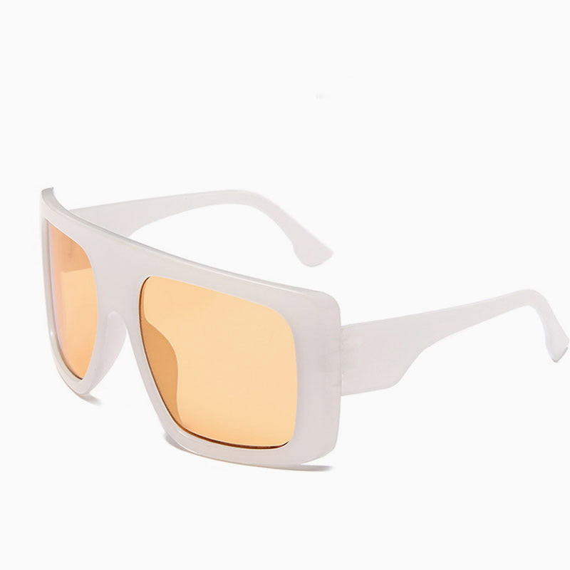 Star Look Bold Oversized Square Gradient Sunglasses - White