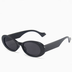 Time Fly Back '90s Bold Oval Shape Tinted Sunglasses - Black